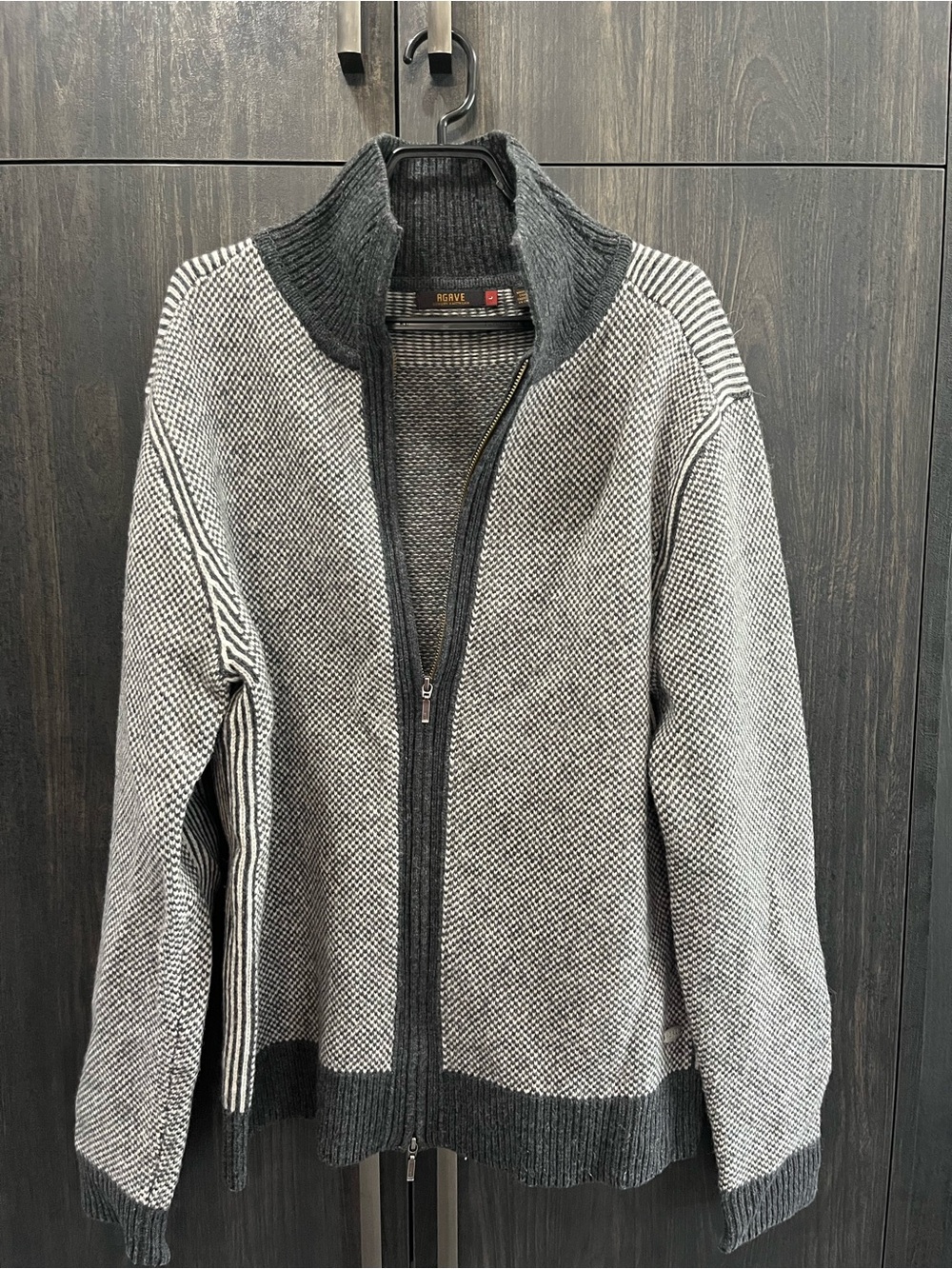 Agave Two-Tone Gray Full Zip Knit Sweater